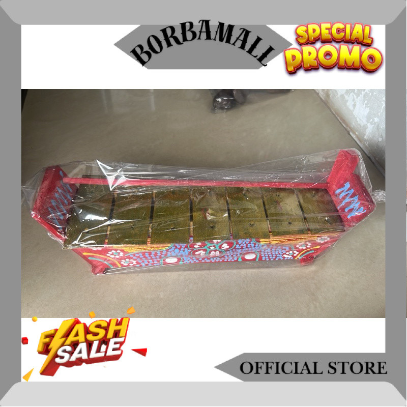 Gamelan Jawa Gambang Mini 7 Bilah Motif Painting Mainan Anak Free Alat Pemukul (tabuh) DK
