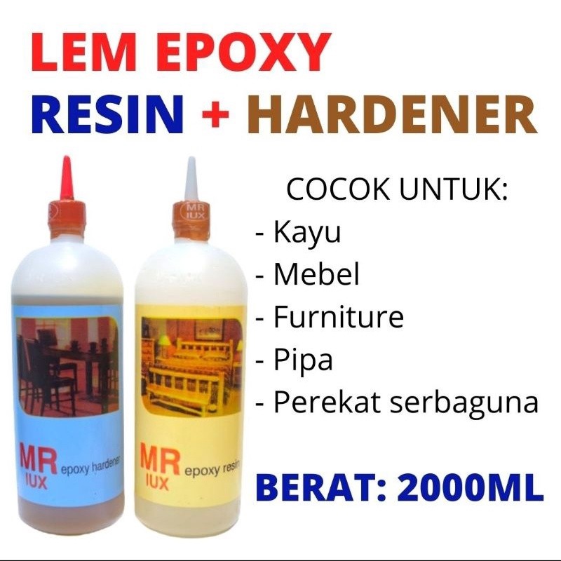 Lem EPOXY Resin Hardener MR LUX Kemasan 1 Kg Botol | Lem Epoxy 2 komponen