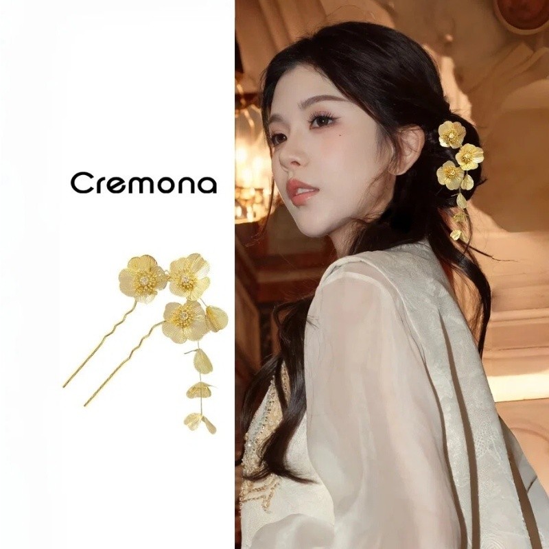 CREMONA COD Tusuk Rambut Wanita Bunga Kupu Elegant Chinese Style Hair Pin Sanggul