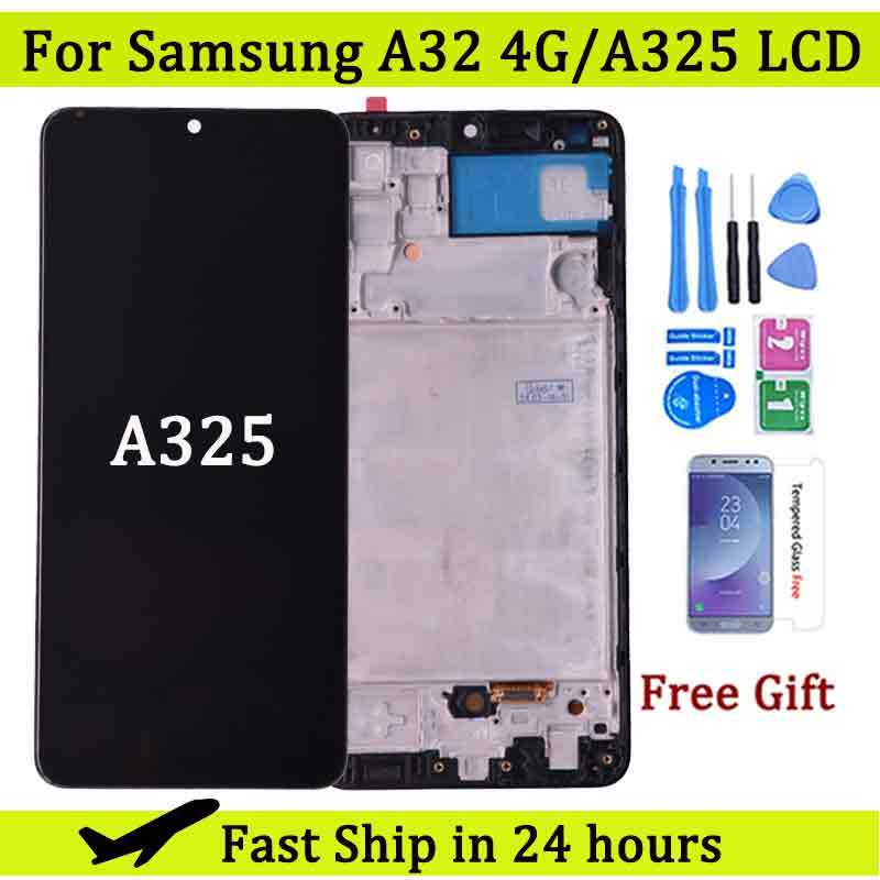 For Samsung A32 4G LCD splay Frame Tou gitizer For Samsung A325 A325F SM-A325F/DS LCD Screen