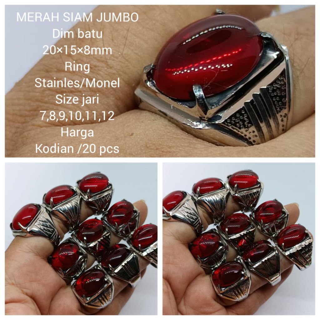 CINCIN BATU MERAH SIAM JUMBO HARGA KODIAN /20 PCS