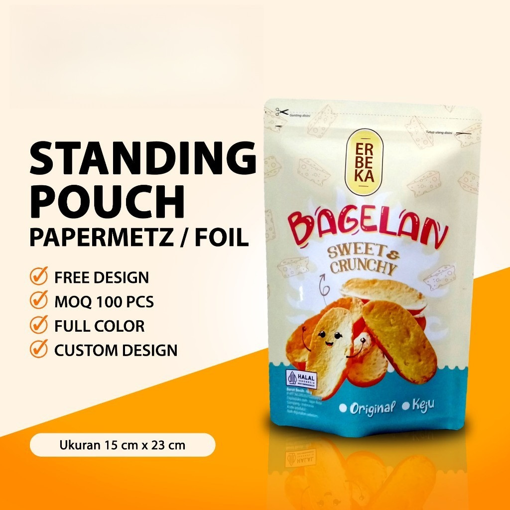 Kemasan Standing Pouch Cetak Full Print Desain Colour Ukuran Besar 15x23 cm