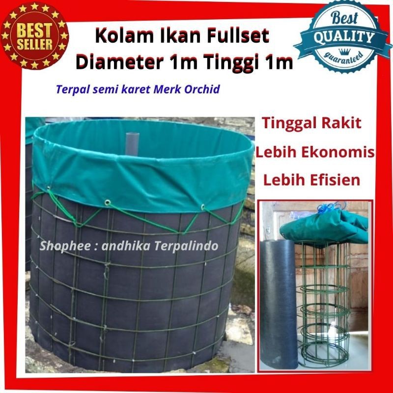 GOSTORE - Kolam terpal fullset D1T1/Kolam ikan fullset/Kolam bioflok/kolam bulat orchid/kolam bundar