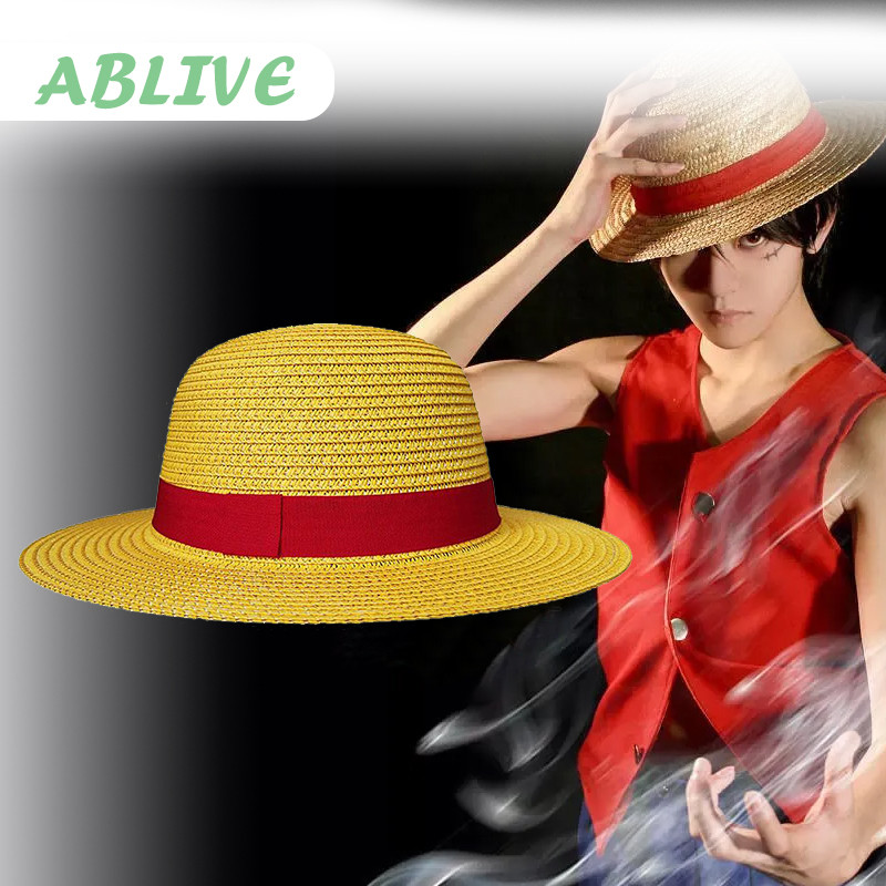Topi Jerami Luffy One Piece Mugiwara Straw Hat Topi Cosplay