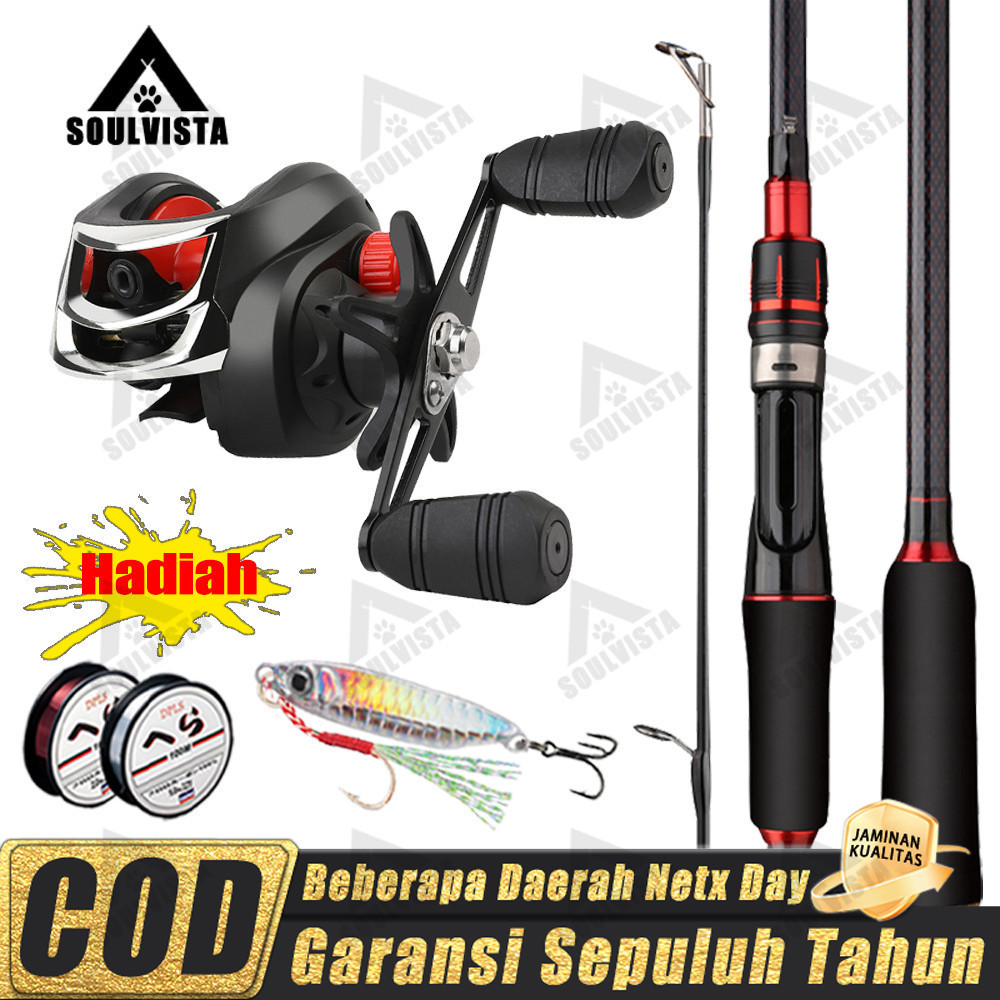 (Beli 1 Dapat 6)Joran Pancing Set Lengkap Joran Pancing Full Set 1.6M/1.8M/2.1M/2.4M Bc Casting 1 Se
