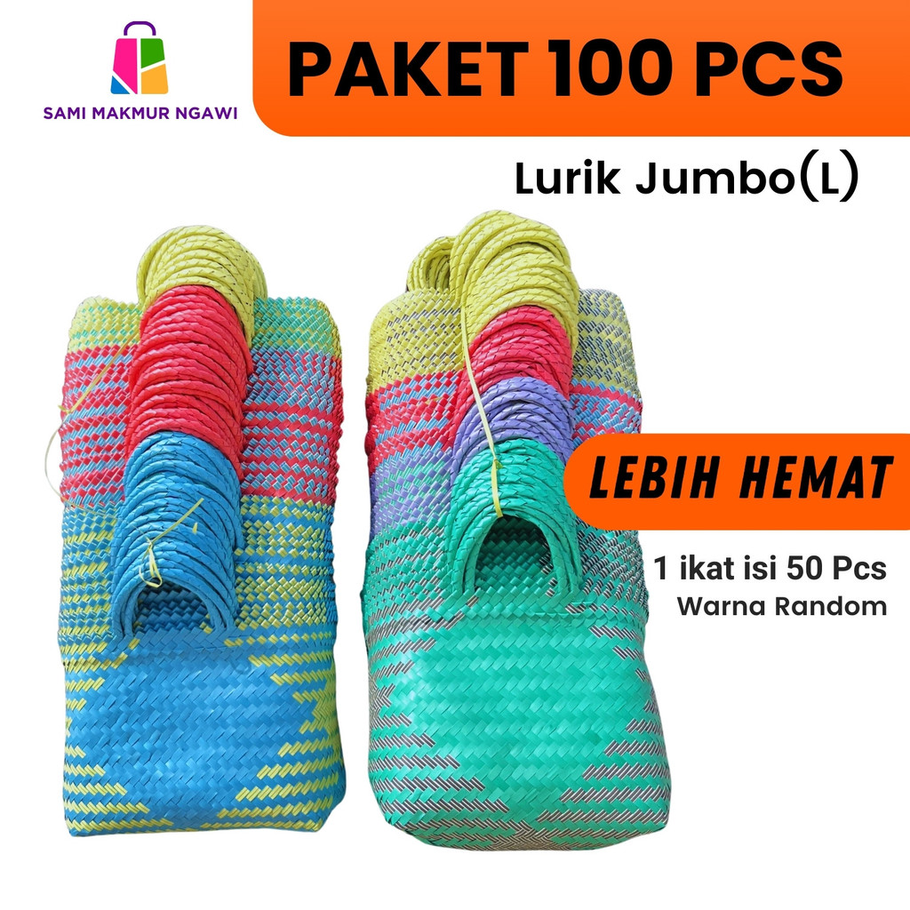 PAKET GROSIR 100 PCS Tas Anyaman Plastik JUMBO Keranjang Belanja Besar Parcel Hampers Kotak Nasi