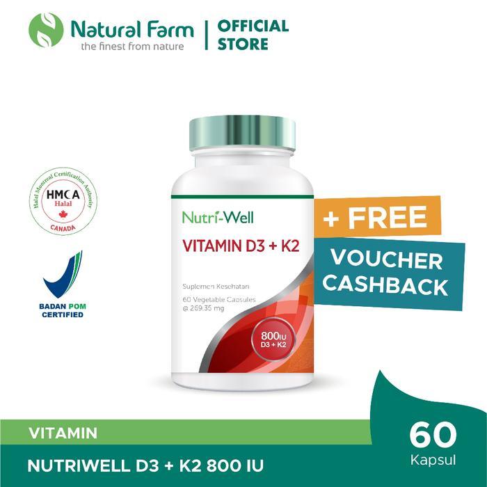 Nutriwell Vitamin D3 800 IU + K2 60 Capsules
