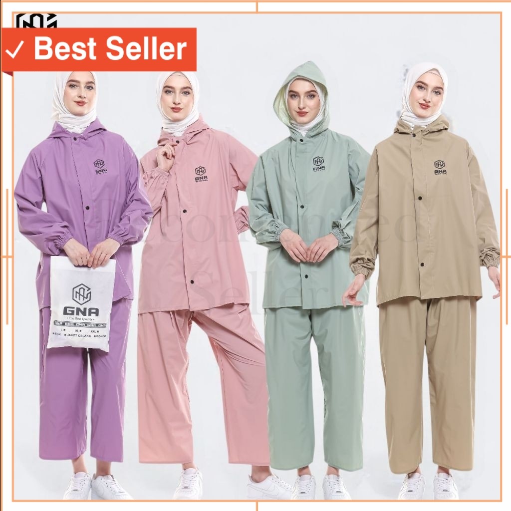 Jas Hujan Kekinian Murah Awet Tebal Adem Bagus Unik /Jas Hujan Warna Nude Stelan Atas Bawah by GNA a