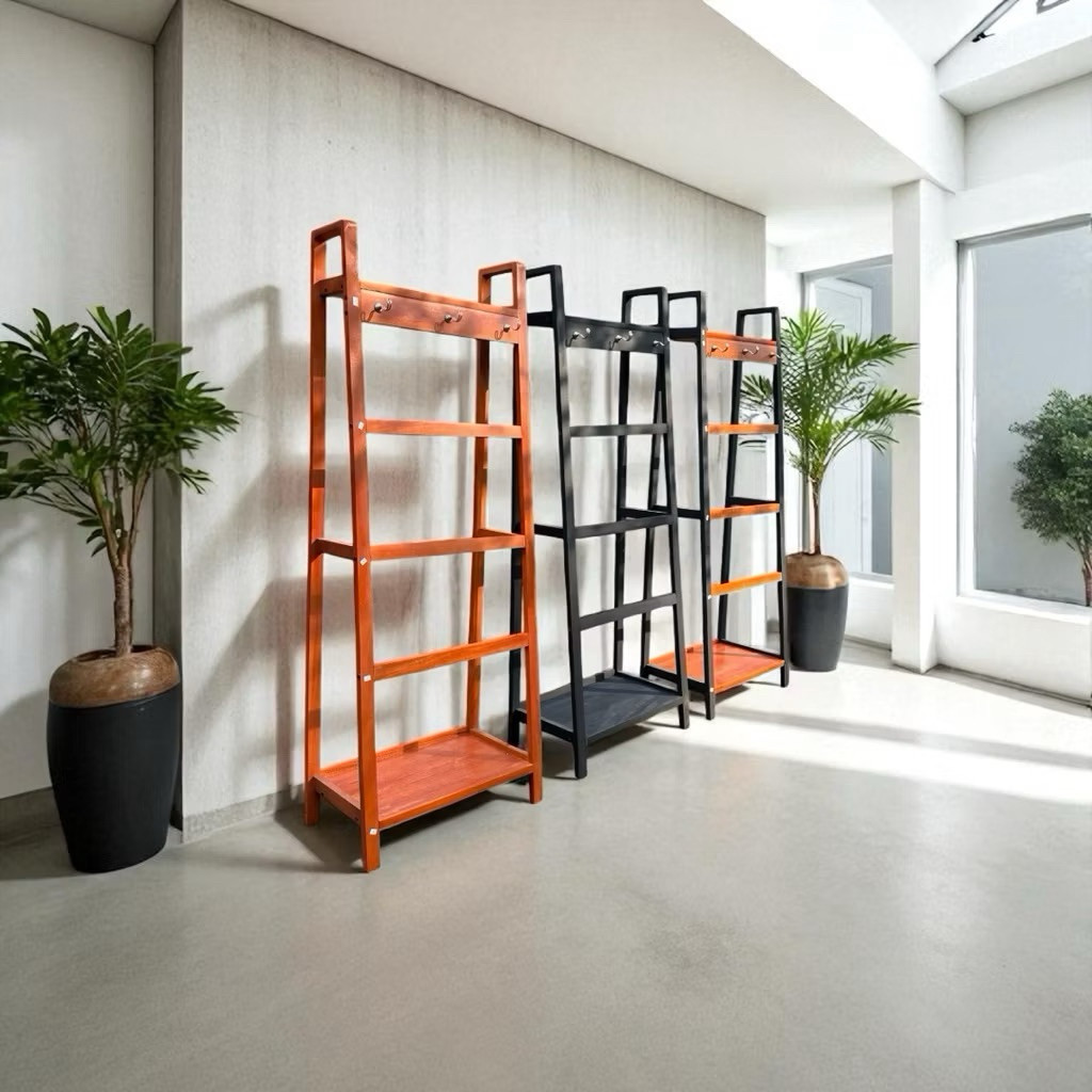 Model Baru Rak Mukena Kayu Mahoni Minimalis aestetik - Tempat Mukena dan Sajadah - Rak Peralatan Sha