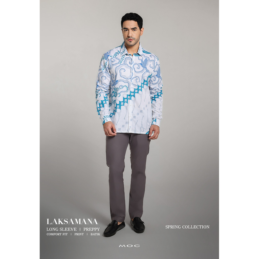 MOC - Kemeja Batik Pria Lengan Panjang Laksamana - White