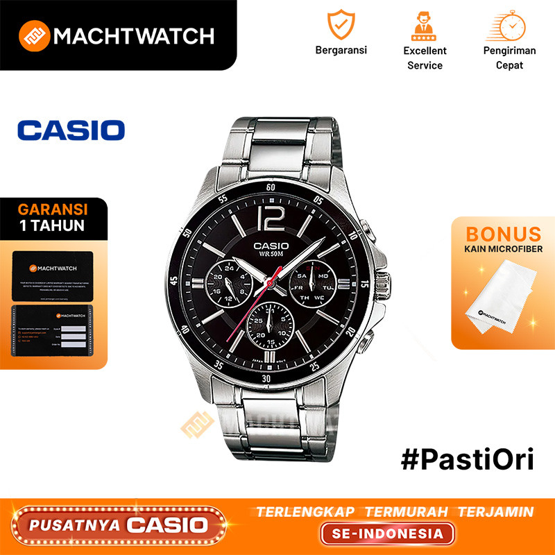 Jam Tangan Pria Analog Casio Standard MTP-1374D-1AVDF MTP1374 MTP-1374D Stainless Steel Band