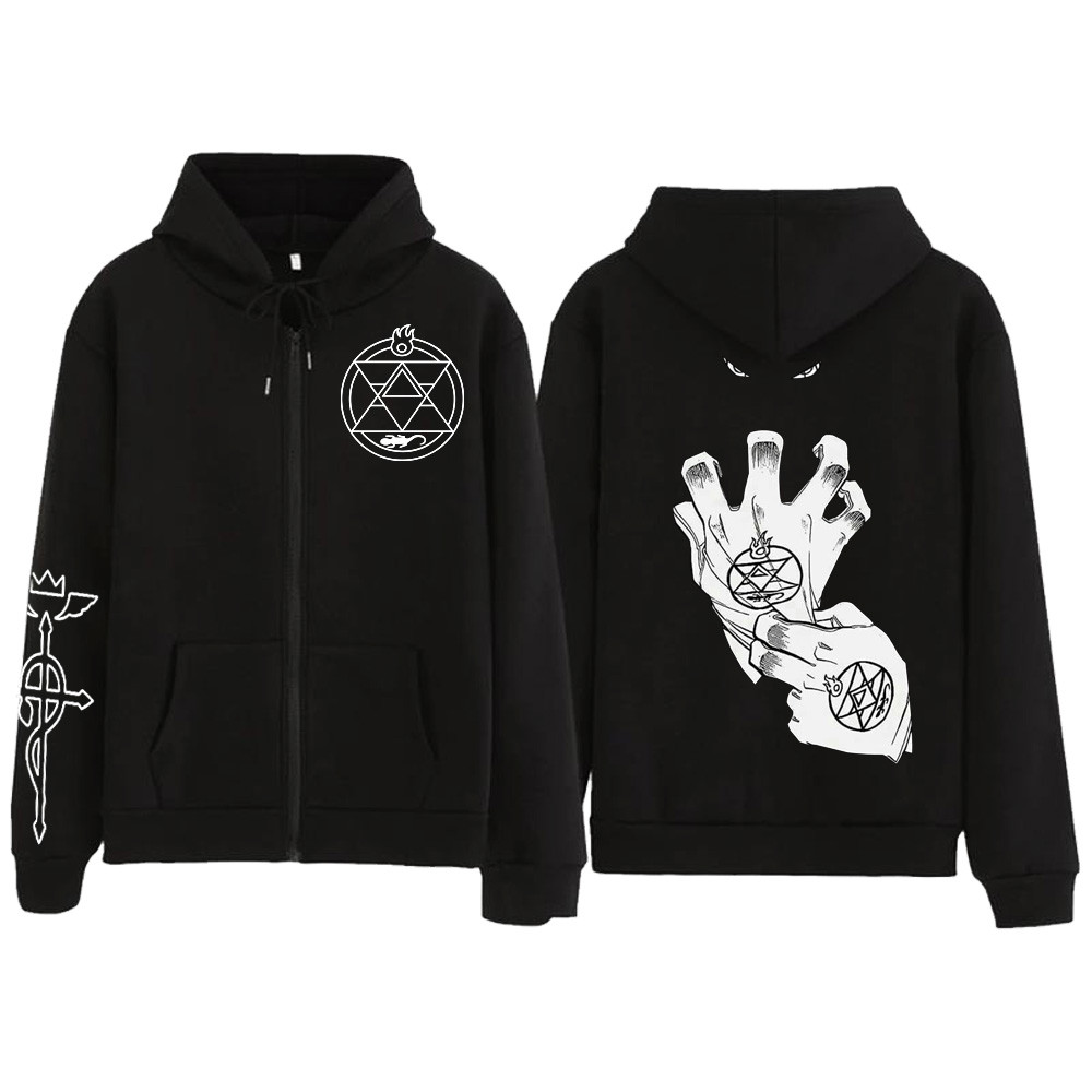 Anime Fullmetal Alchemist Edward Elric Casual Zip Up Hoodie Zipper Jacket