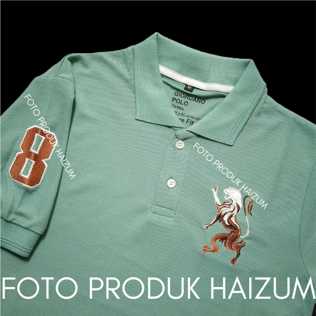 BLOROXCIN Kaos Kerah 04 | Kaus Polo Giordano 3D Lion | Kaos Krah | Pria Wanita Lengan Pendek Motif K