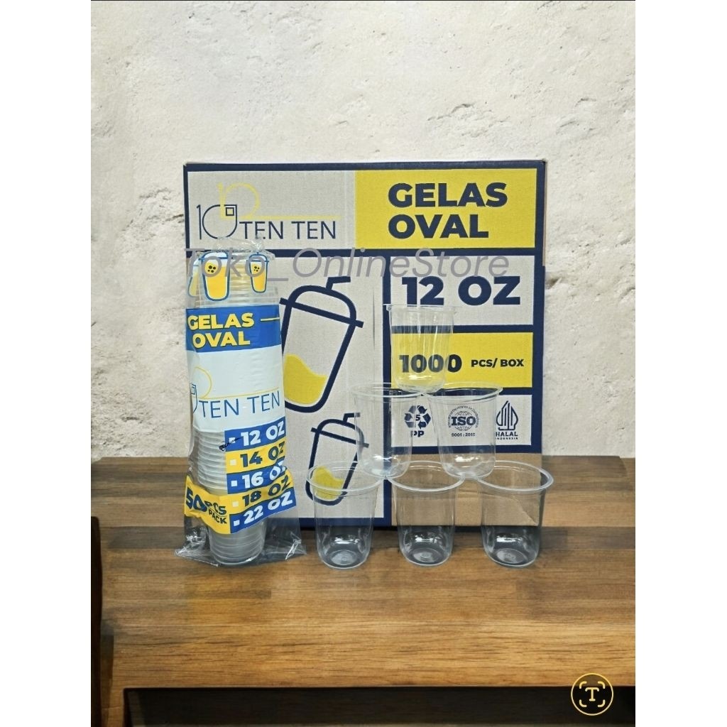 [1DUS=1000PCS] TENTEN CUP PLASTIK OVAL 12OZ/14OZ/16OZ/18OZ/22OZ