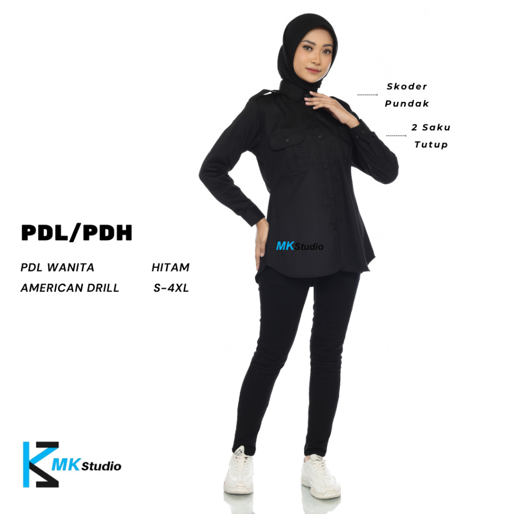 SYAZIAS Kemeja pdl wanita/Baju seragam kerja pria dan wanita/Seragam kerja lengan panjang/Baju pdl d
