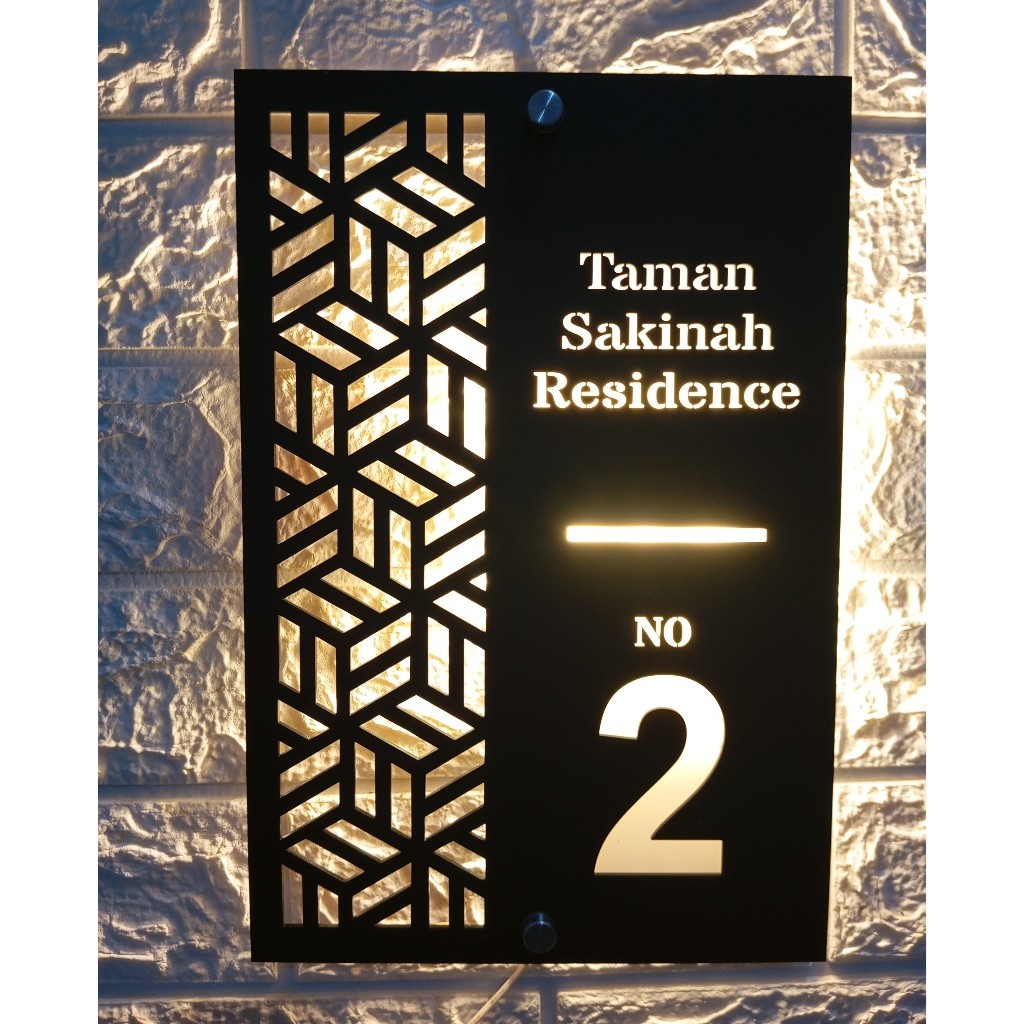 TERLARIS PAPAN NOMOR RUMAH AKRILIK LED ELEGANT | NO RUMAH LAMPU LED