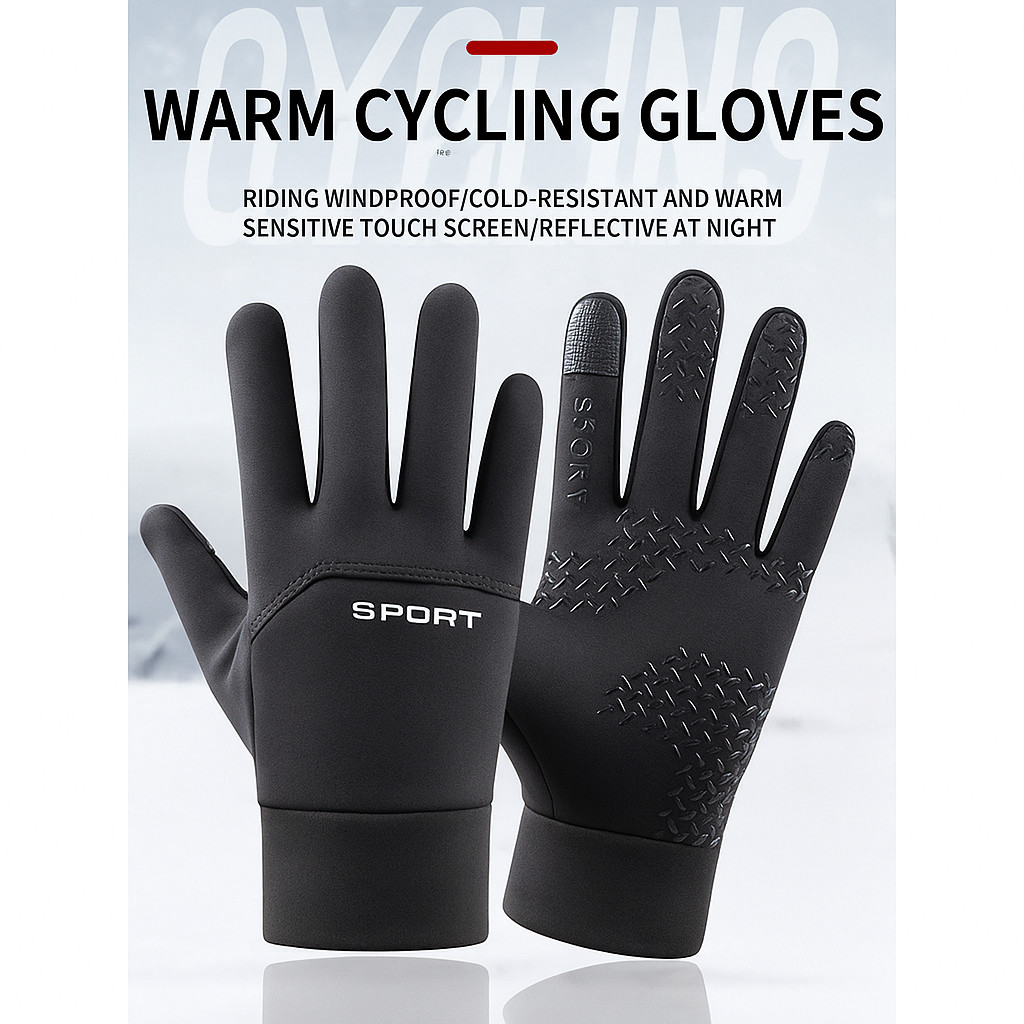 Sarung Tangan Sepeda Motor Anti Slip Touchscreen Windproof XL Waterproof Tahan Air Musim Hujan Polar