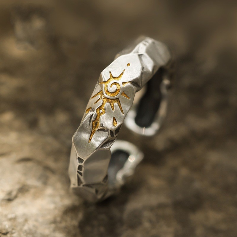 Wishing Stone Self-discipline ring Trendy silver jewelry Boys Thai silver Men's style Unique men's r