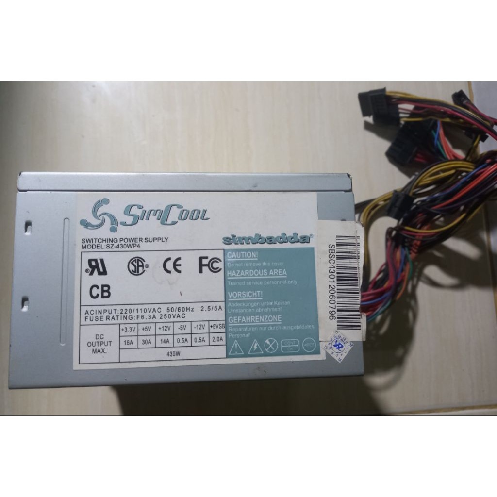 Jual PSU Power Supply SimCool Simbadda 430W SZ430WP4 Second-Preloved Normal murah