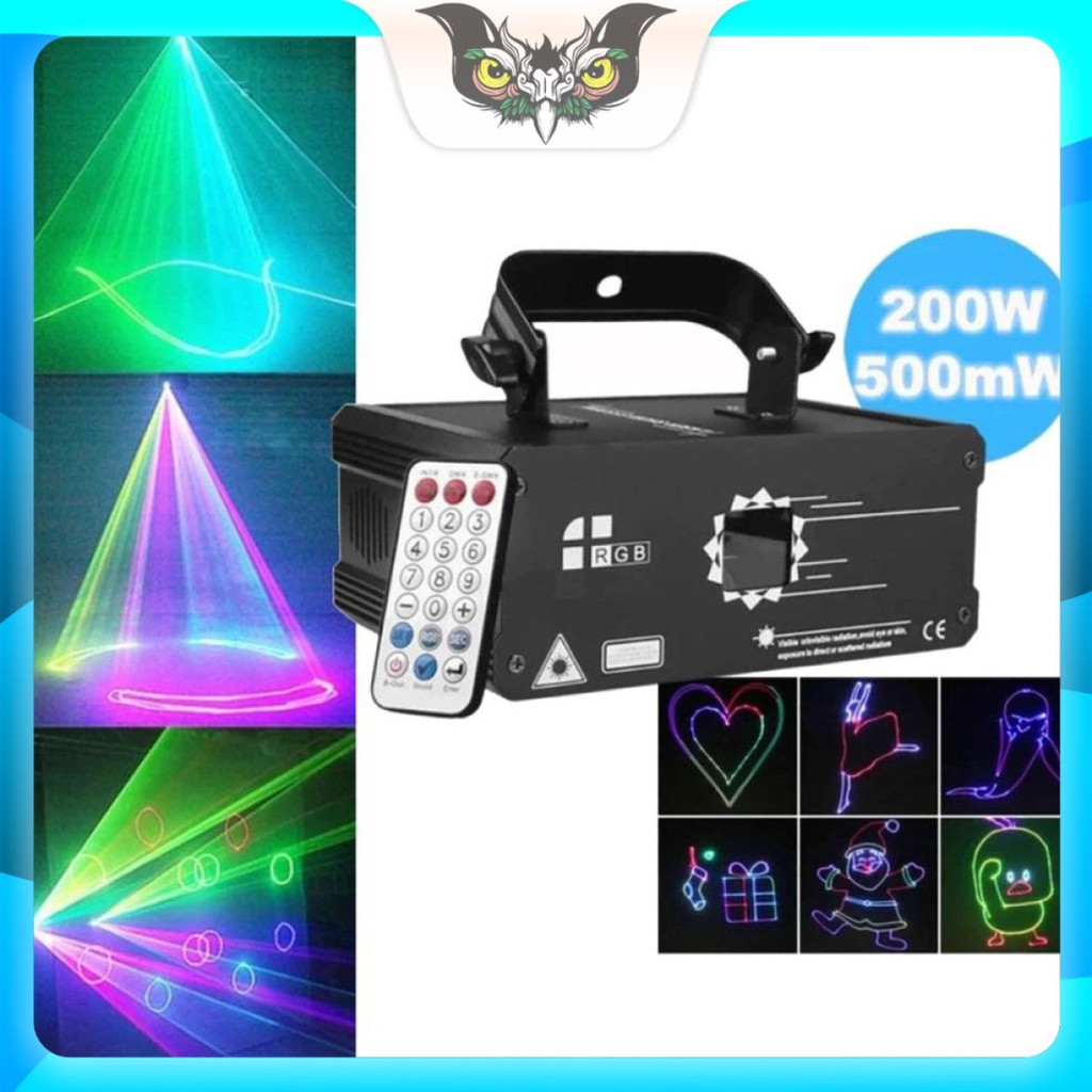 Lampu Proyektor Lighting Disco Laser Animasi Gambar Logo 500mW DMX512 RGB