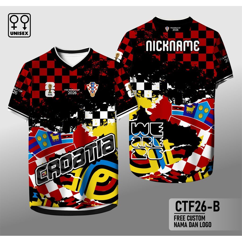 jersey fans kroasia piala dunia 2026 kaos fans suporter kroasia/croatia piala dunia lengan pendek CT