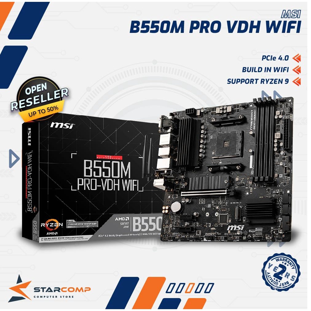 MSI B550M PRO-VDH WIFI MOBO AMD AM4 DDR4 Micro ATX B550 M PRO VDH