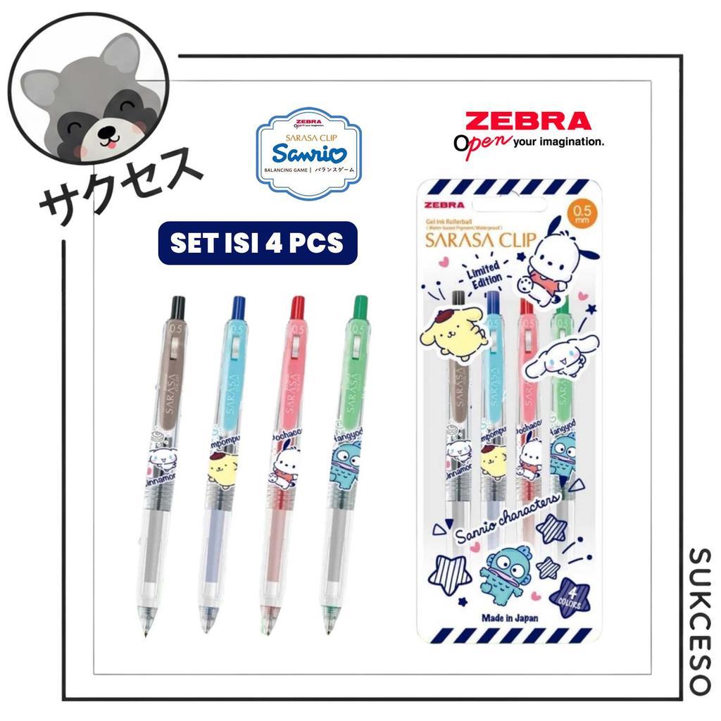 SARASA Clip 0.5 mm Limited Edition Sanrio Set isi 4 Pcs | Pulpen Zebra Sarasa 4 Warna