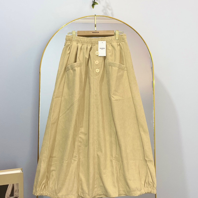 MACIAS_ WAIDIA - ZEYA SKIRT ROK CORDUROY ROK KADORAI ROK KANCING MIDI SKIRT