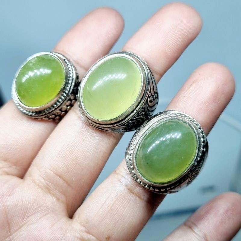 cincin green serpentine / batu akik green serpentine