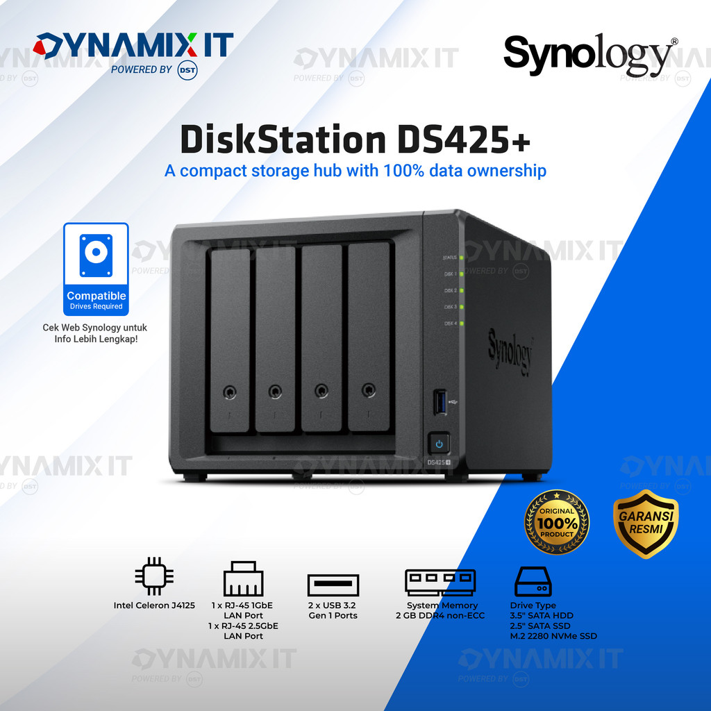 Synology NAS DiskStation DS425+ 4-Bay NAS Server Storage
