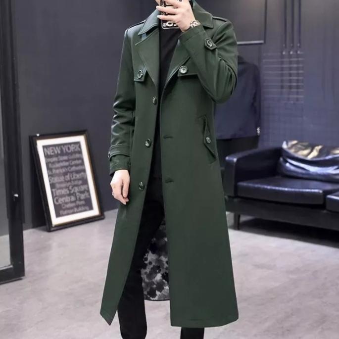 PROMO  jas jubah pria,bahan katun Drill...jaket jas pria panjang...terbaru... - Hijau, S