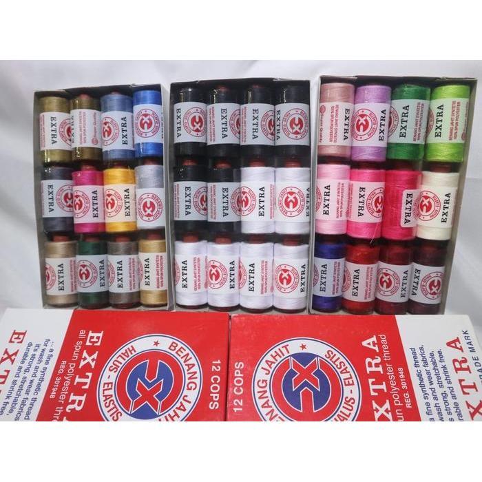 Benang Jahit Extra Warna Campur Satu Lusin - Request Warna