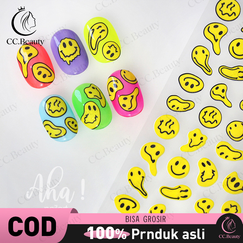 1 Lembar / Pak Stiker Kuku Kartun Doodle /Stiker Kuku Foil Transfer Air Motif Matahari /Bulan Sabit 