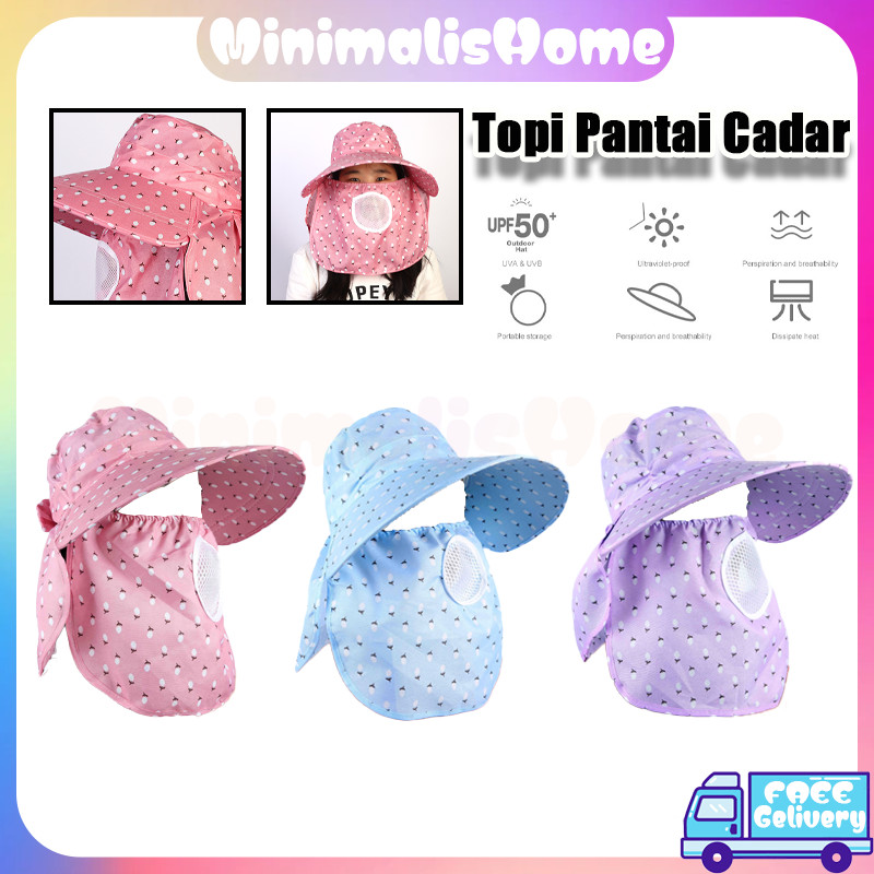 Topi Visor Lipat Wanita Anti UV Lebar/Topi Cadar/Topi Visor Lipat Anti Uv Protection Dengan Cadar