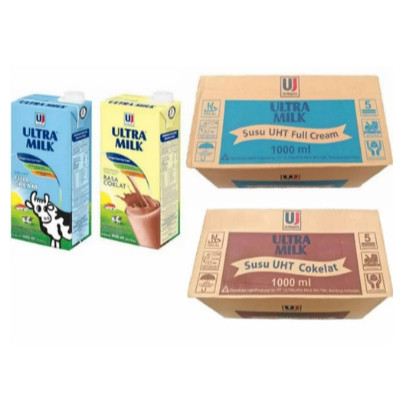 Susu Ultra Milk 1 Liter Karton 12 Pcs Susu Uht Full Cream Coklat Minuman Harian