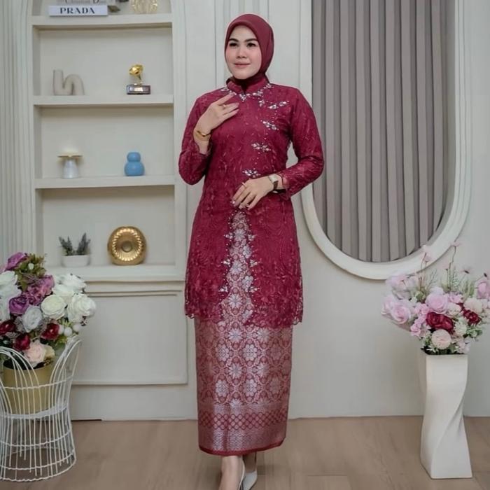 COD Kebaya Payet Rok Songket Kebaya Modern Kekinian Cocok Untuk Baju Wisuda Kondangam Dan Seragaman 