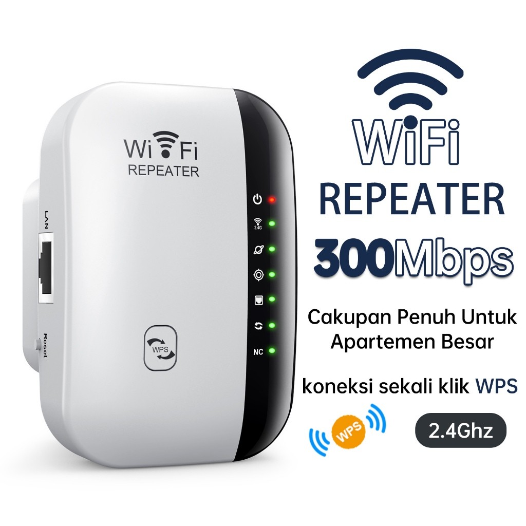 WiFi Repeater Extender WiFi 300Mbps Amplifier Mini Repeater Jangkauan Ekstensi Sinyal WiFi