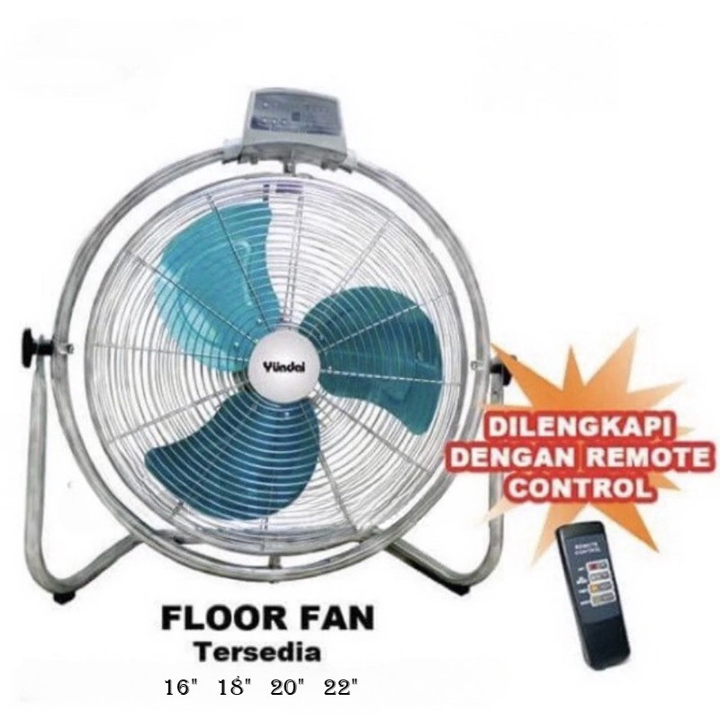 Kipas Angin Yundai / Kipas Angin Besi / Kipas Lantai Yundai dengan Remote 16" 18" 20" 22"