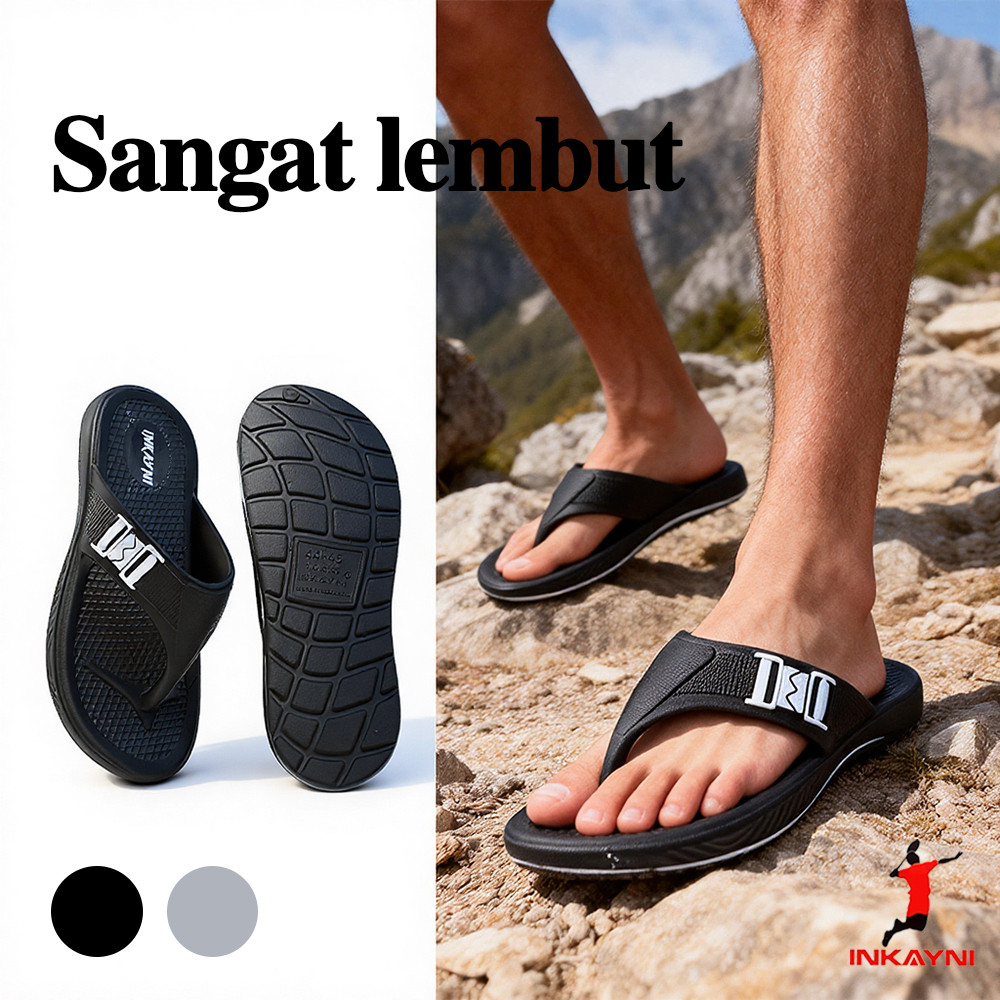 INKAYNI Sandal Jepit Pria Sandal Pria Keren Distro Jepit Sandal Pria Karet Empuk Anti Slip Sandal Pr