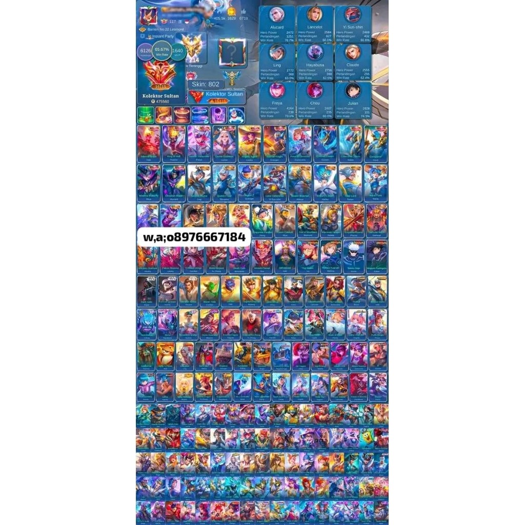 Jual akun Ml sultan harga mumer