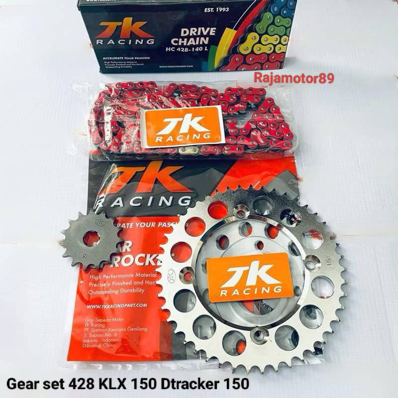 Gear set Full TK racing KLX 150 DTracker 150 set rantai Merah TK racing 428