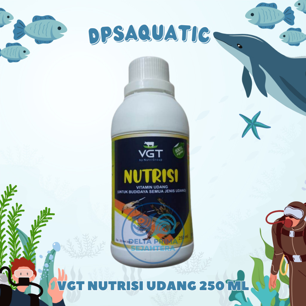 VGT NUTRISI UDANG 250 ML - Probiotik & Vitamin Organik Untuk Meningkatkan Produktivitas Udang.