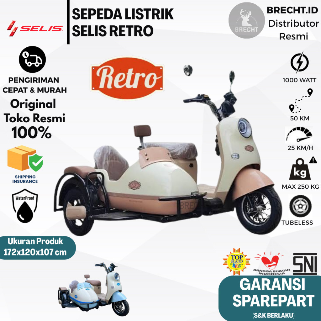 Sepeda Motor listrik Retro / Motor Listrik Sespan / Motor Jadul E BIKE 1000 Watt