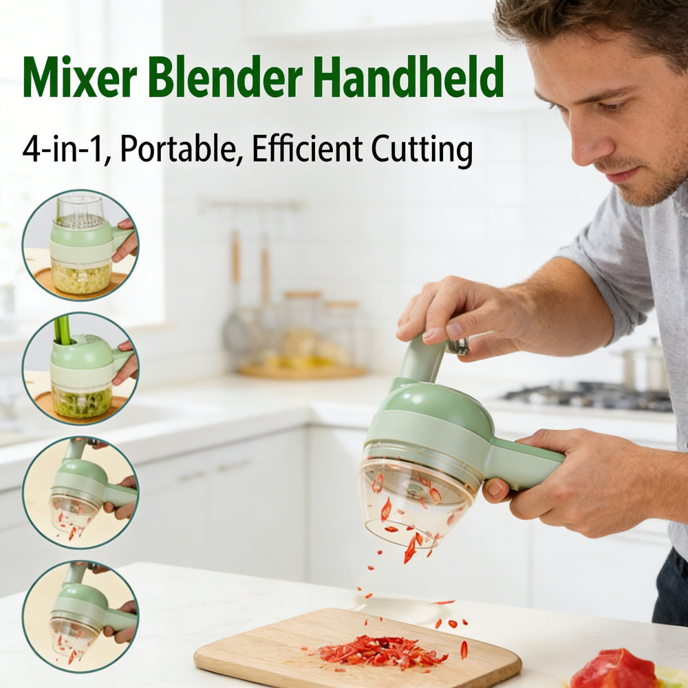 Chopper mini blender multifungsi hand held 4 in1 pemotong sayuran daging elektrik USB charging gengg