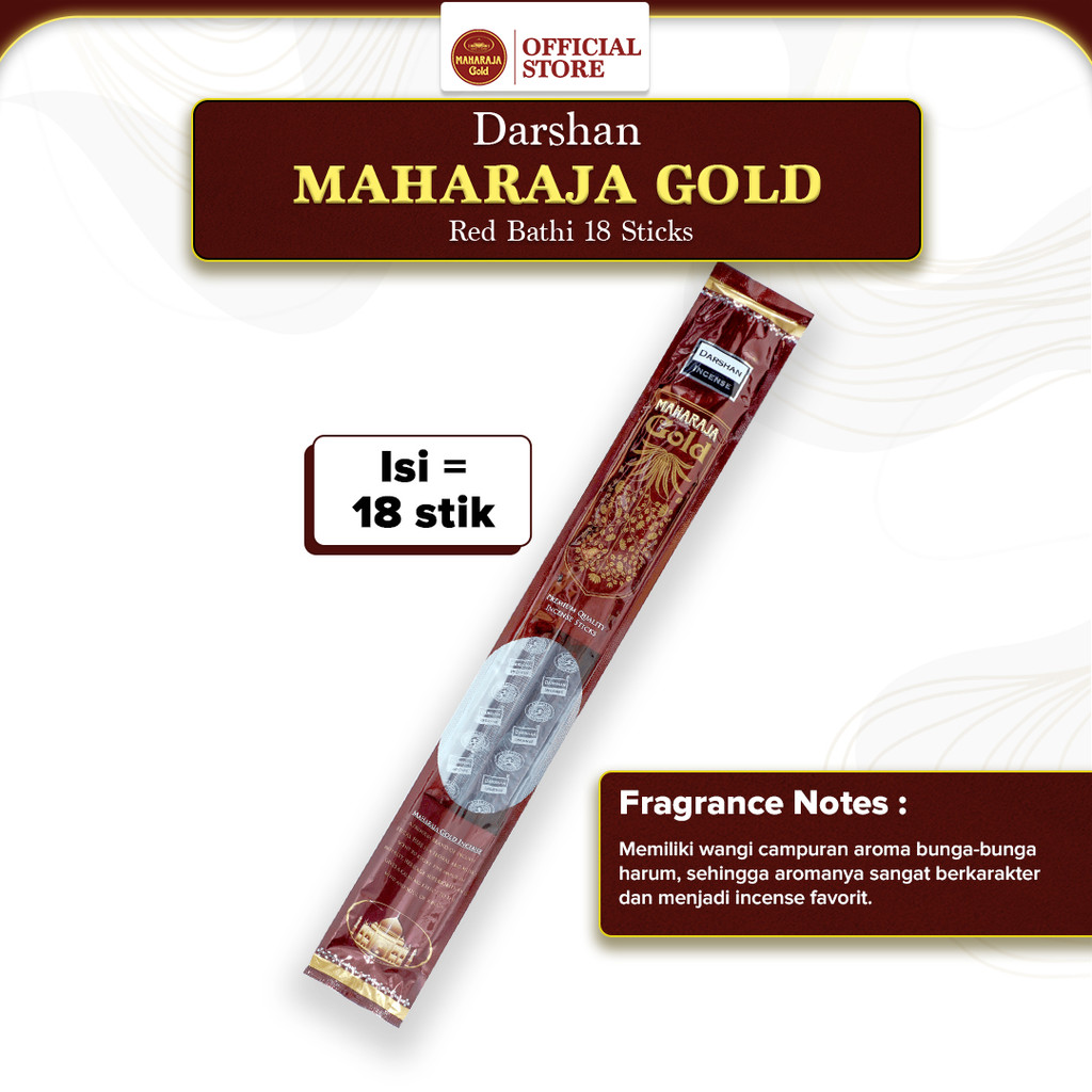 Maharaja Gold Dupa India Aromaterapi Economy Red Bathi - Darshan Maharaja 18 Sticks