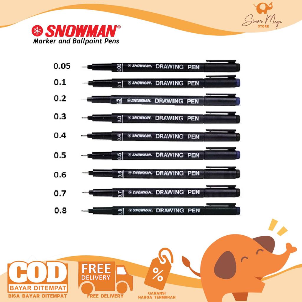 Snowman Drawing Pen Spidol Drawing Pen Snowman 0.05mm - 1.0mm