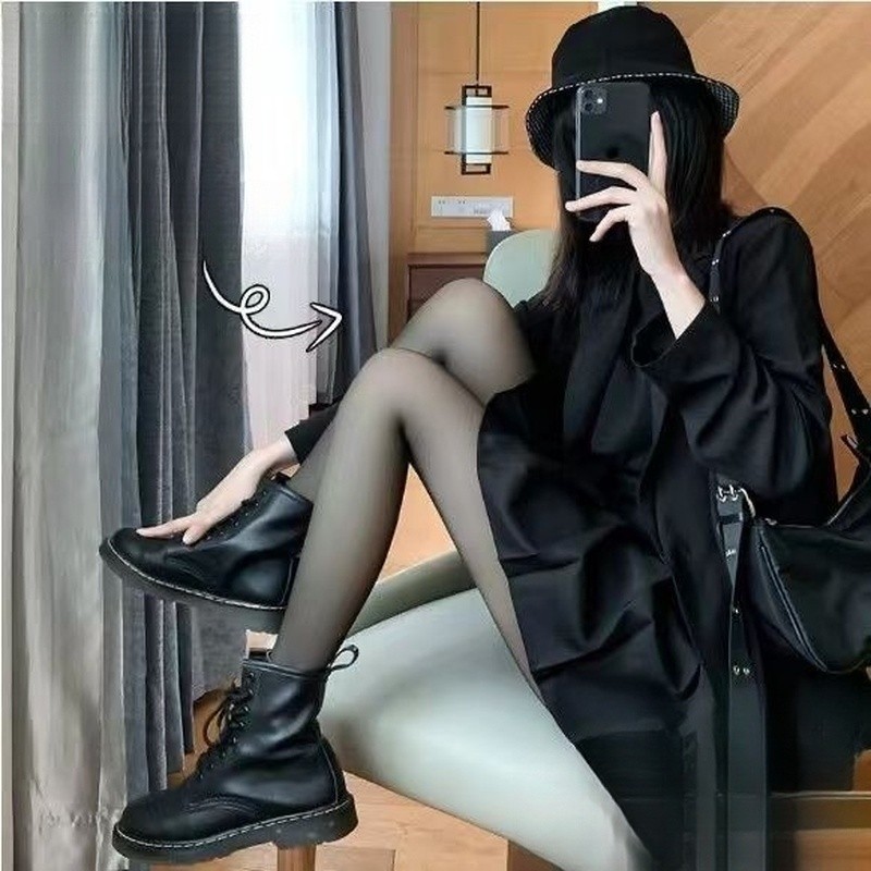 [Beruang kutub] Legging artefak kaki telanjang pantyhose kaki tembus pandang tebal beludru untuk