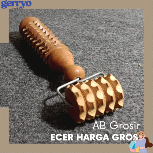 Alat pijat kayu ROLL KAWAT Roda gerigi pijat rol wajah tubuh tangan kaki terapi kesemutan GRY