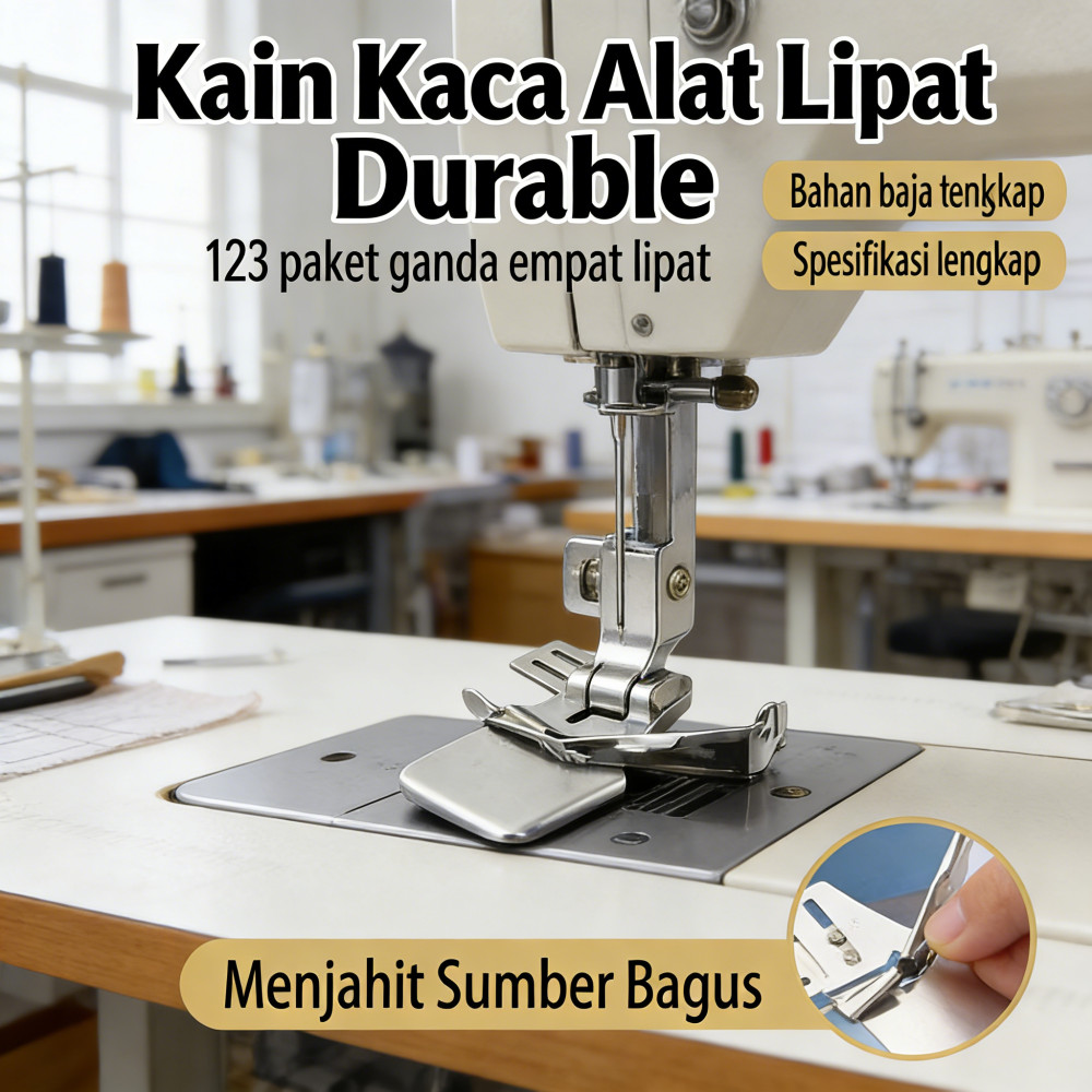 Bisban Mesin Jahit Pembuat Pinggiran Kain 30/32/34mm Alat Lipat Kain Stainless Steel Corong Kelim Ke