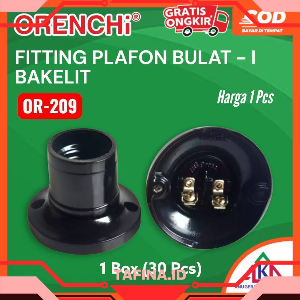 BISA COD ORENCHI Fitting Lampu Plafon OR-209 Model Bulat Klasik Bakelit Terminal Kuningan E27 SNI Hi